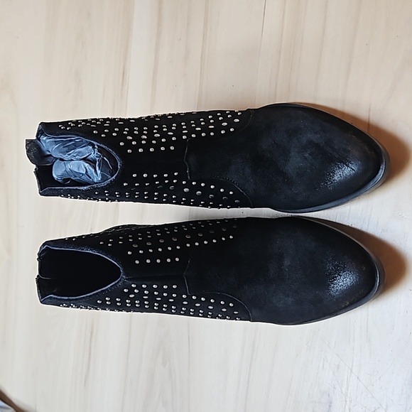 NWT Very Volatile Black Silver Zeke Leather Ankle Boots Zip rhinestone sparkle 8 - Picture 5 of 7